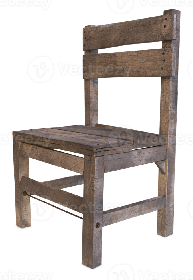 old wooden chair with rusty nails to create a scene png