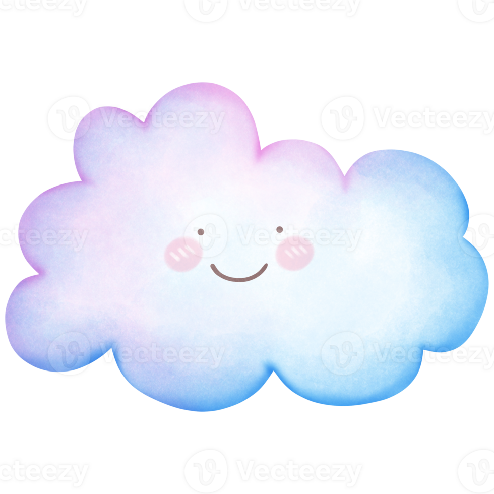 Cute sky watercolor cloud isolated on transparent background png