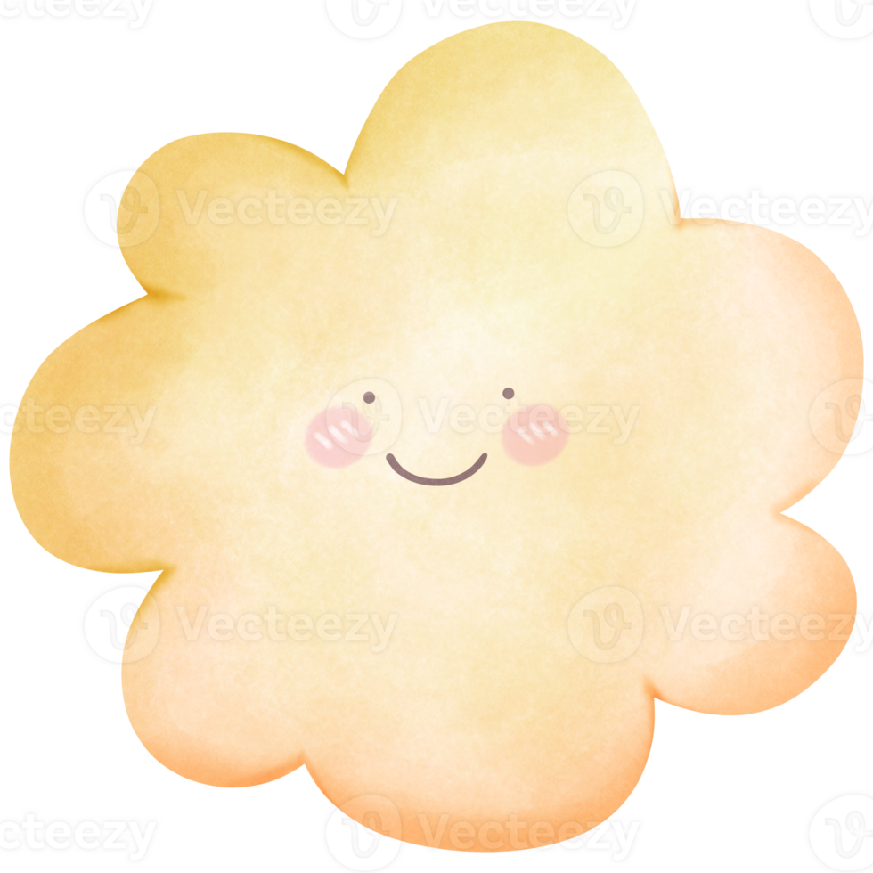 Cute sky watercolor cloud isolated on transparent background png