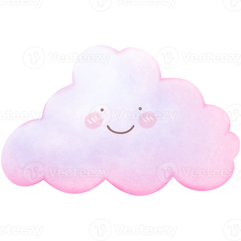 Cute sky watercolor cloud isolated on transparent background png