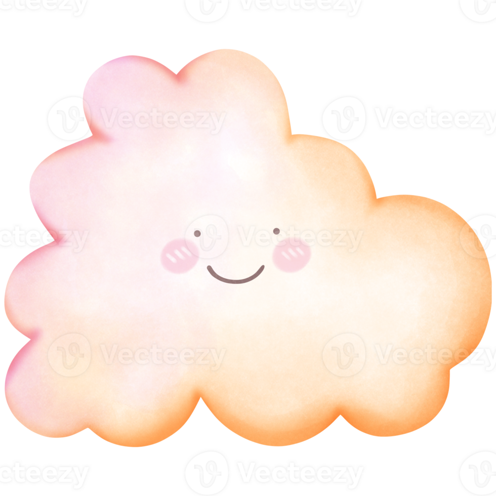 Cute sky watercolor cloud isolated on transparent background png