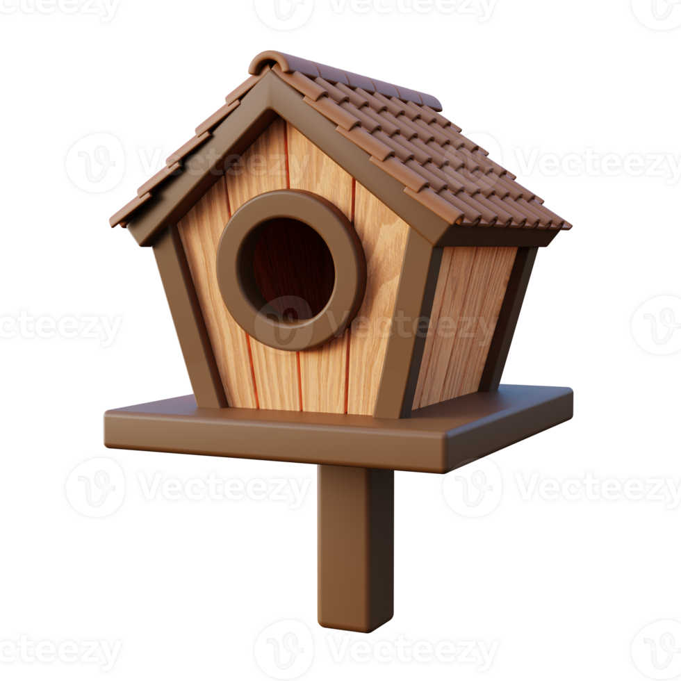 houten vogel huis 3d geven png