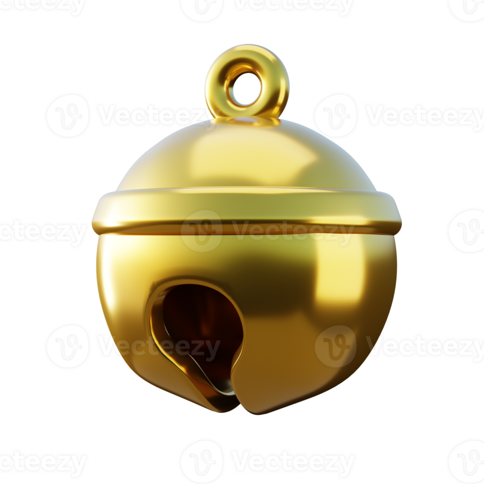 Cat Gold Bell 3D Render png