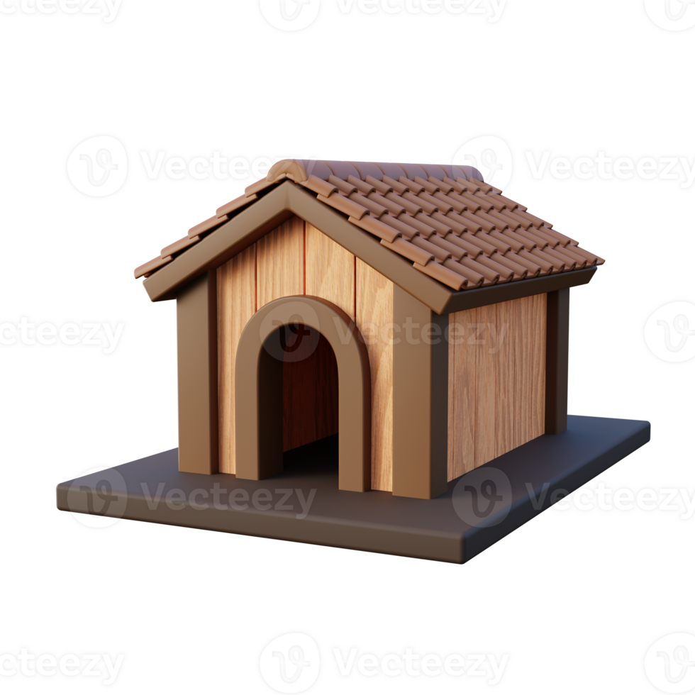 Wooden Dog House 3D Render png