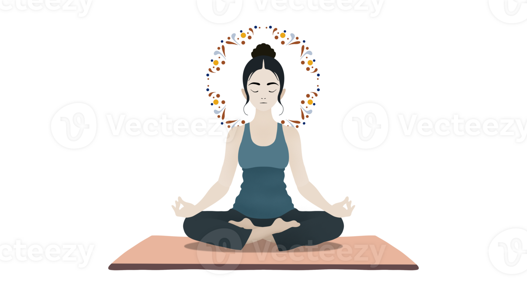 Frau Sitzung im Yoga Lotus Pose, gesund Wellness asiatisch Frau Yoga Atmung meditieren im Lotus Position, Geist von das Universum, ein Frau führt aus Yoga und meditieren, Meditation, Achtsamkeit png