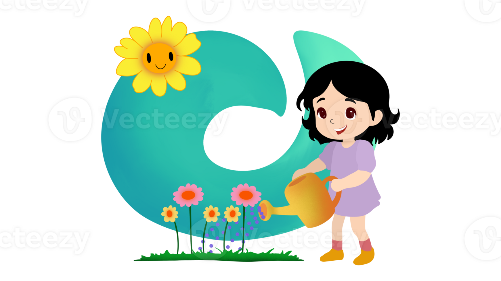 Young girl watering plants, Cute funny young woman with watering can taking care, Happy woman watering plants in garden, Watering can on the garden, eco green png