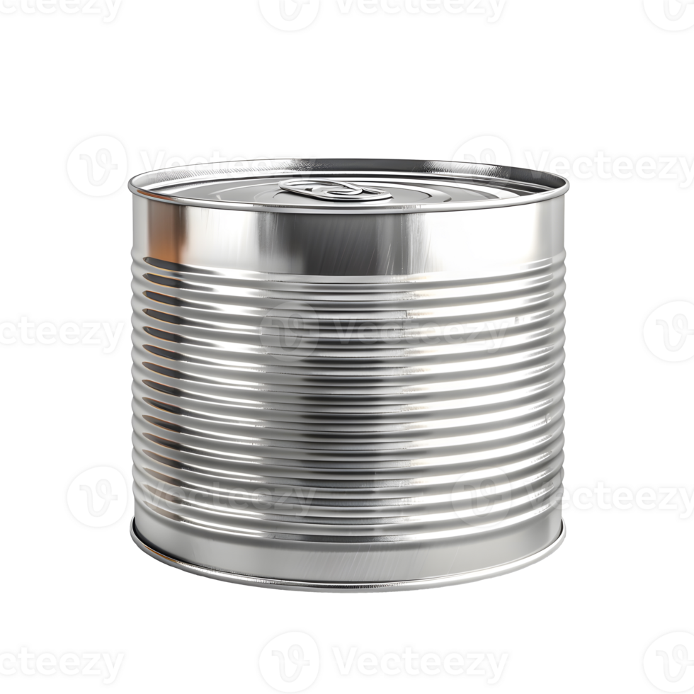 Silver Tin Can on White Background. Generative by AI png