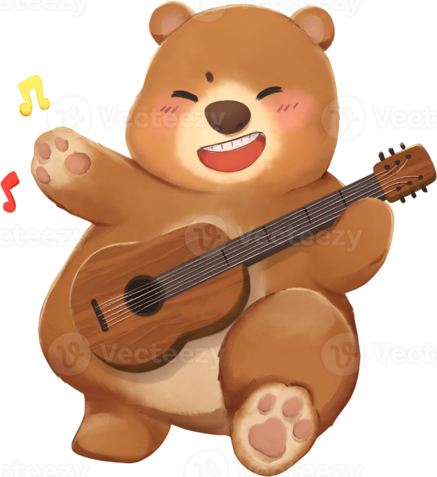 urso tocando violão png