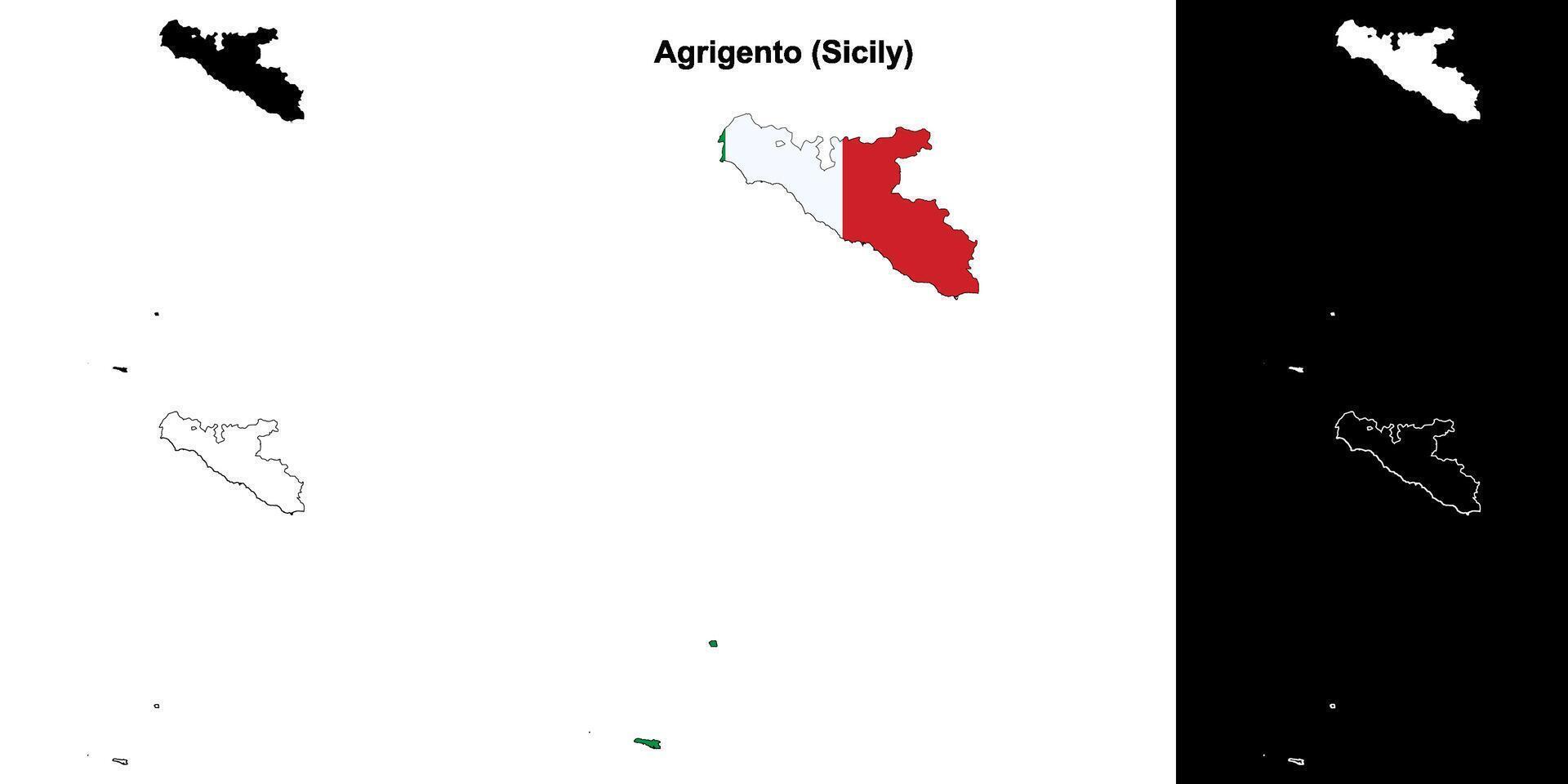 Agrigento province outline map set vector