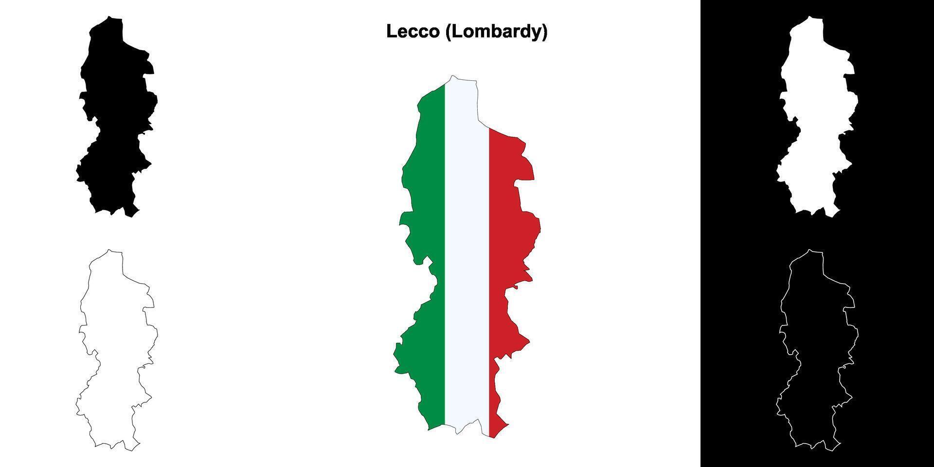 Lecco province outline map set vector