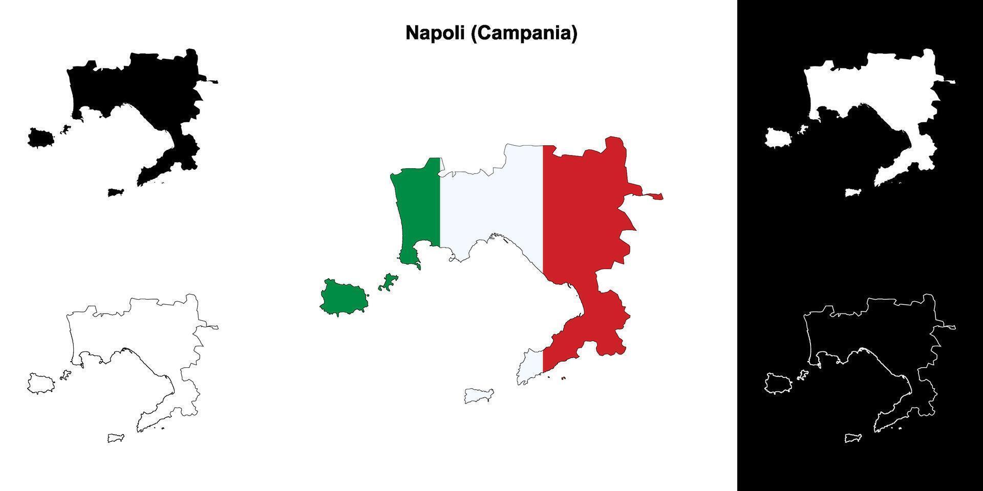 Napoli province outline map set vector