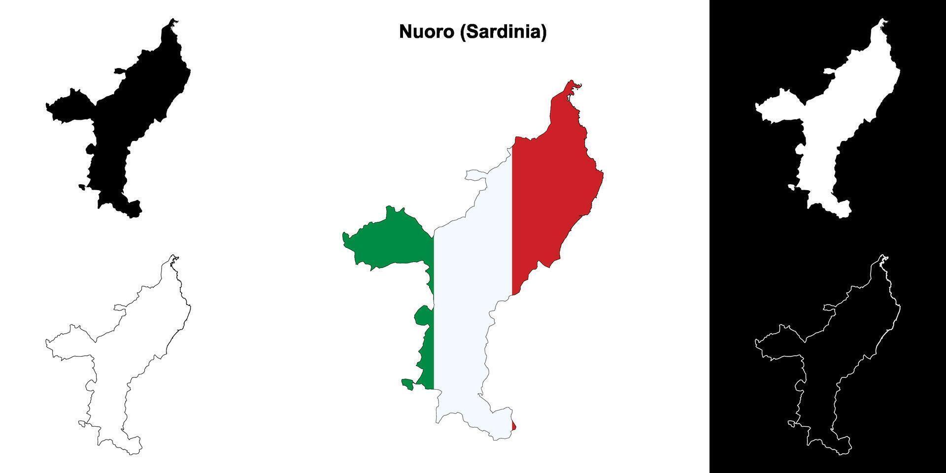 Nuoro province outline map set vector