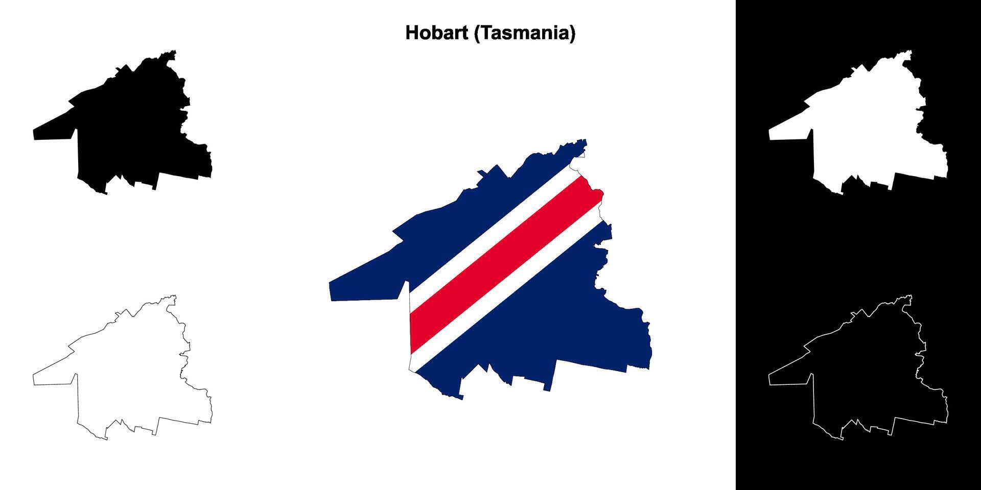 Hobart blank outline map set vector