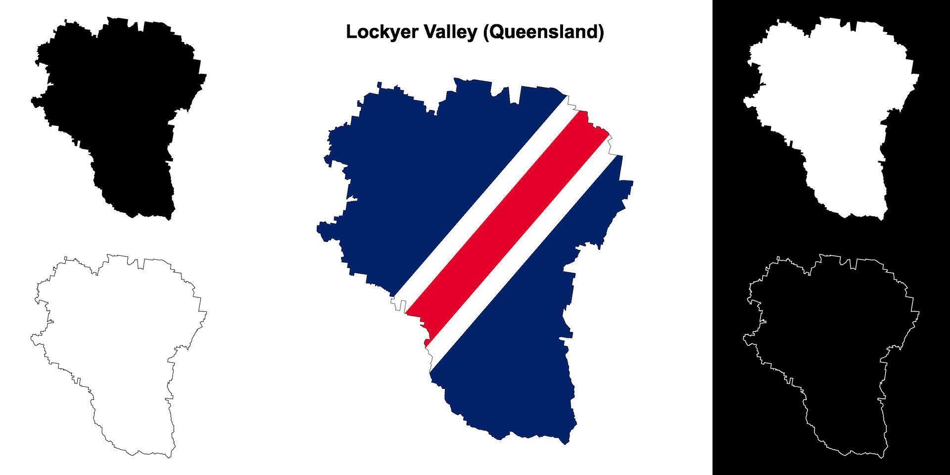 Lockyer Valley, Queensland outline map set vector