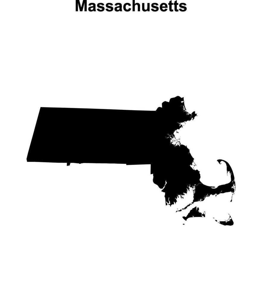Massachusetts outline map vector