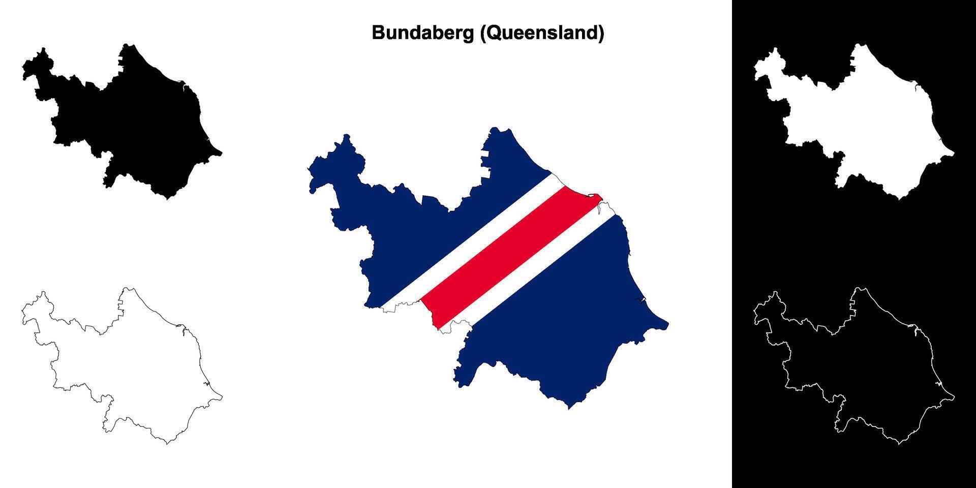 Bundaberg, Queensland outline map set vector