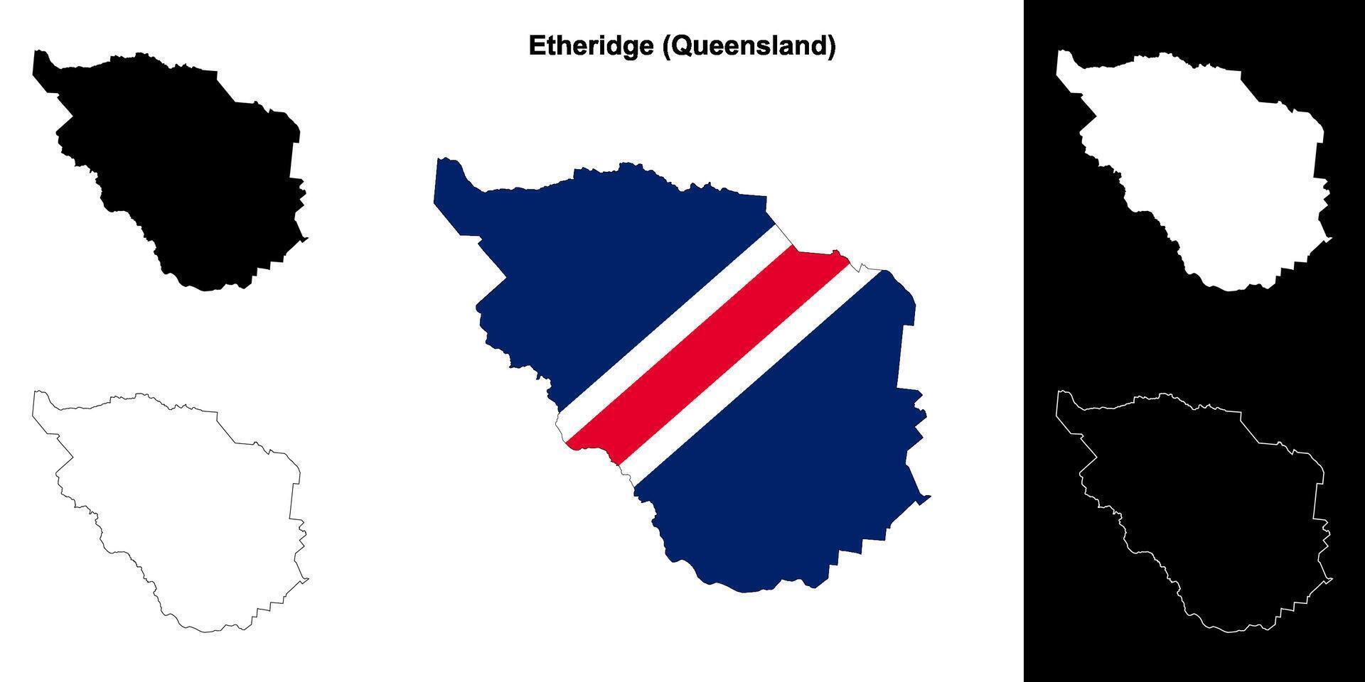 Etheridge, Queensland outline map set vector
