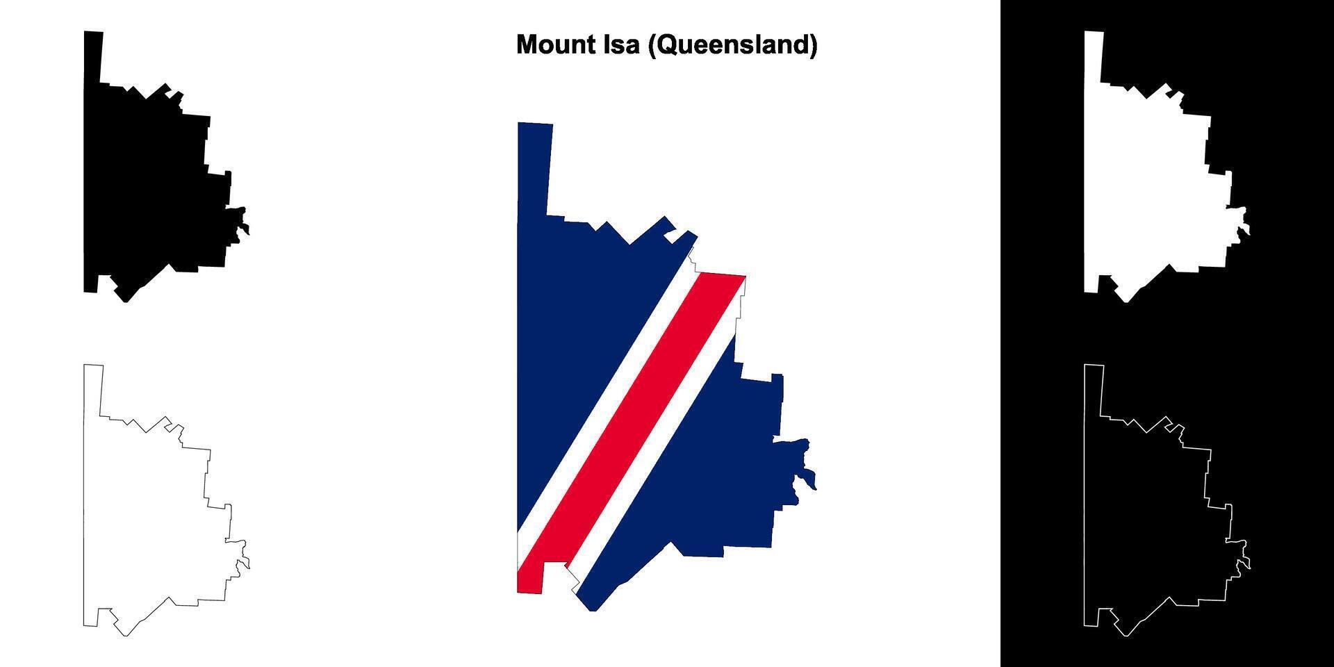 Mount Isa, Queensland outline map set vector
