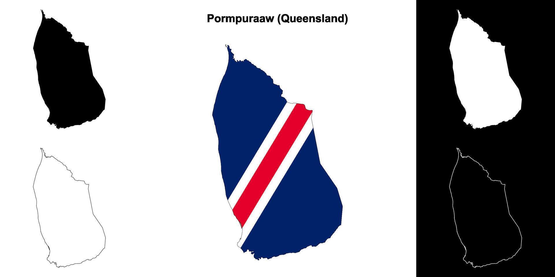Pormpuraaw, Queensland outline map set vector