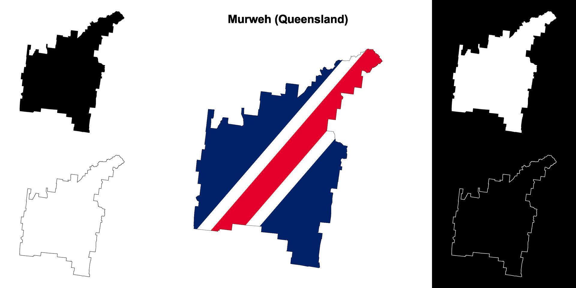 Murweh, Queensland outline map set vector