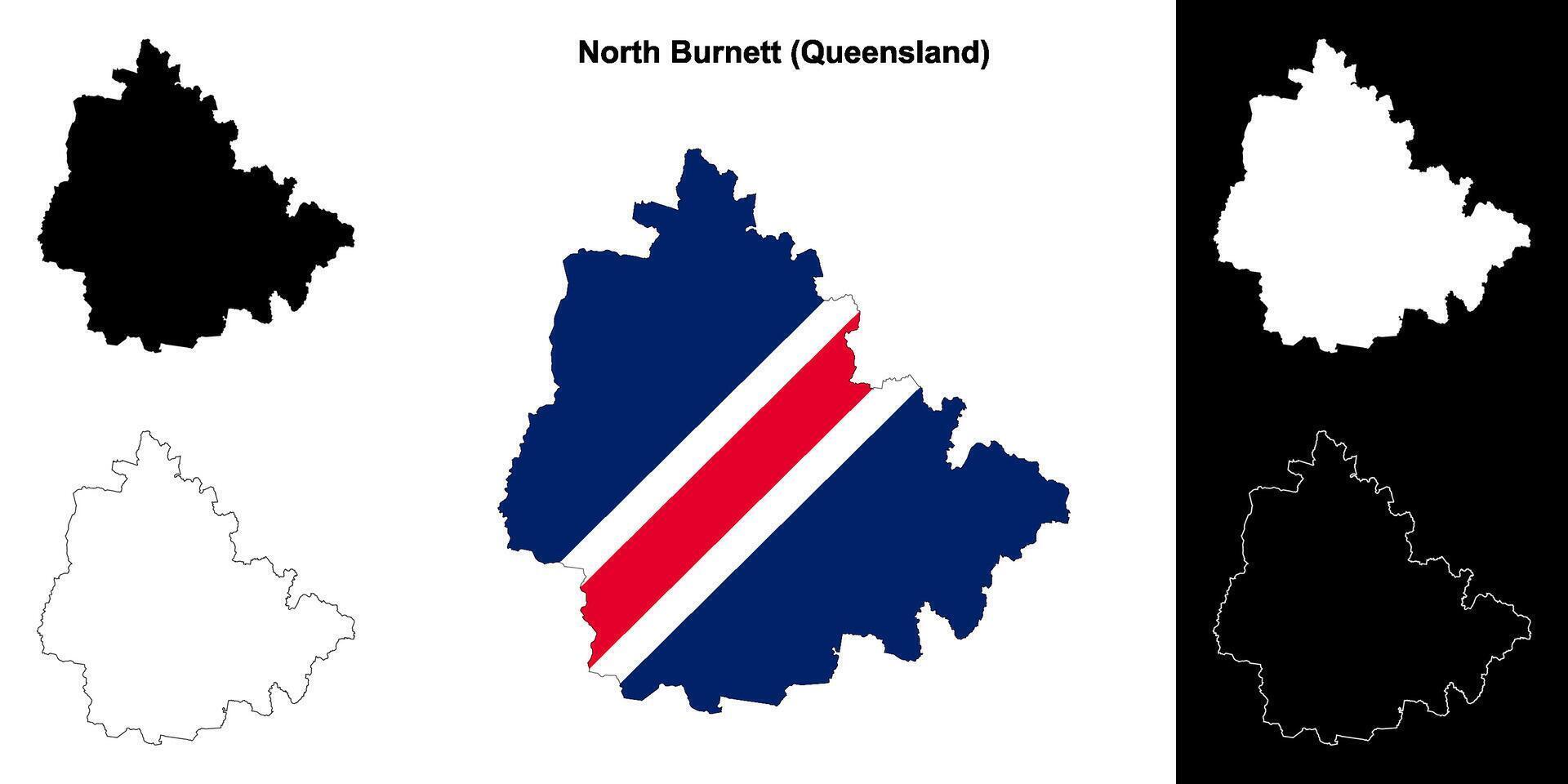North Burnett, Queensland outline map set vector