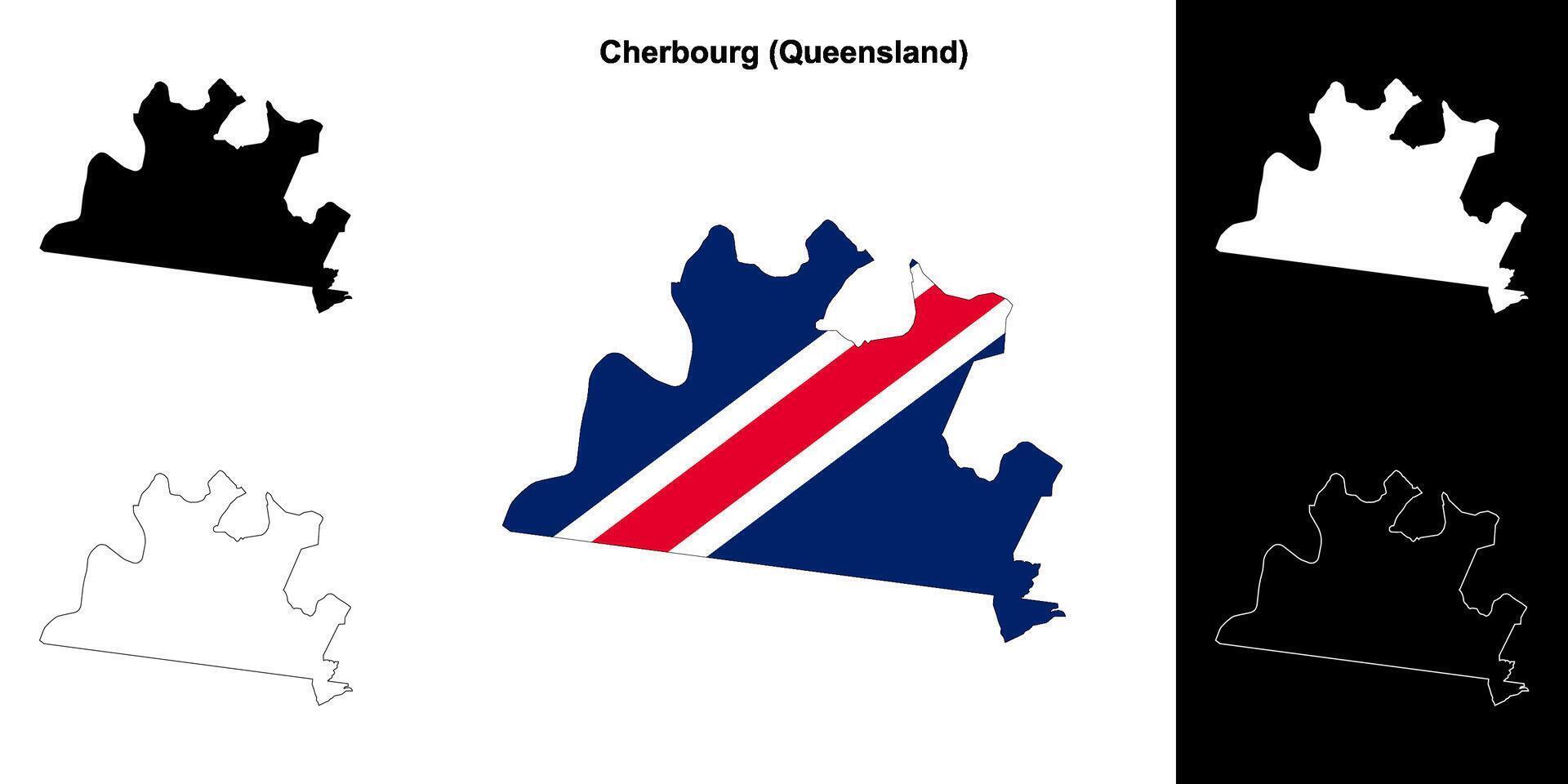 Cherbourg, Queensland outline map set vector