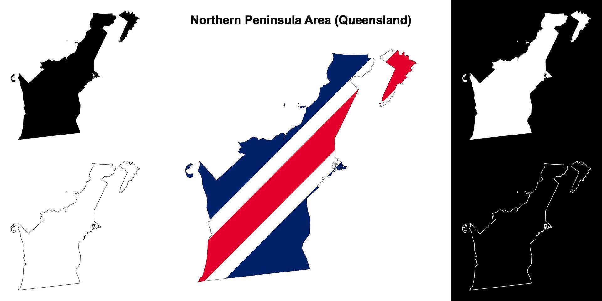 Northern Peninsula Area, Queensland outline map set vector