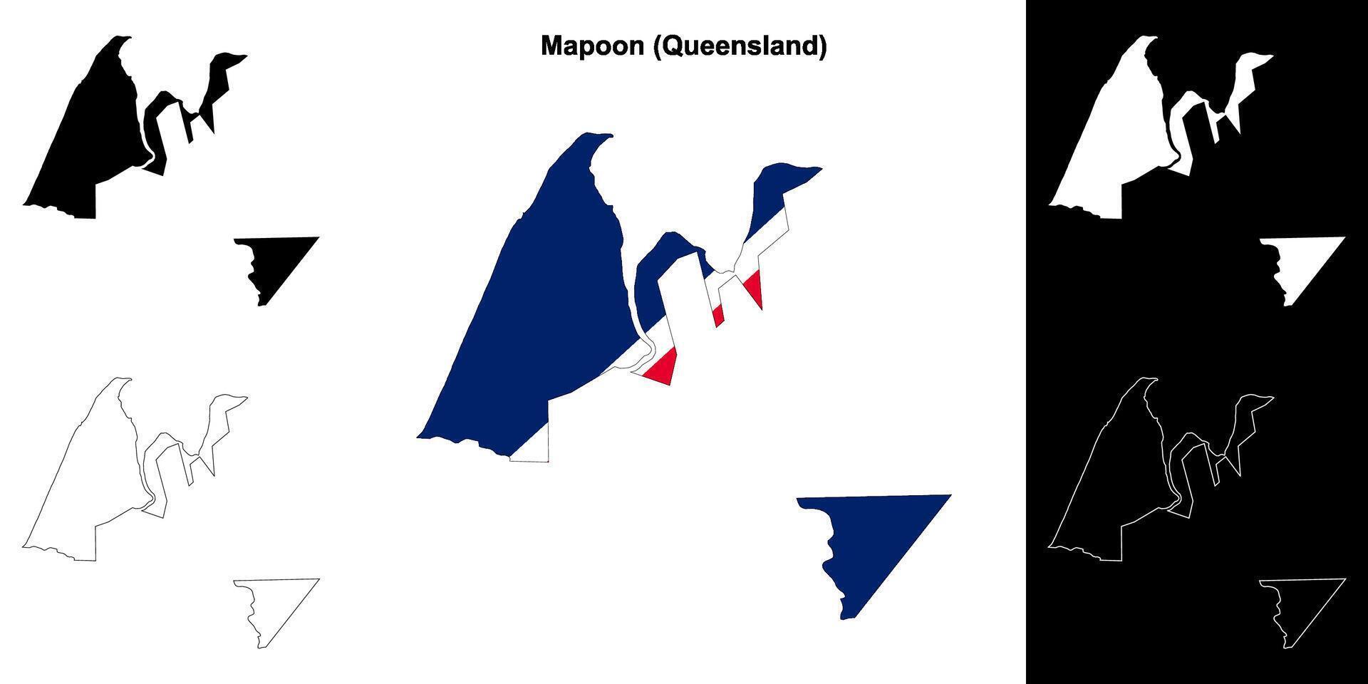 Mapoon, Queensland outline map set vector