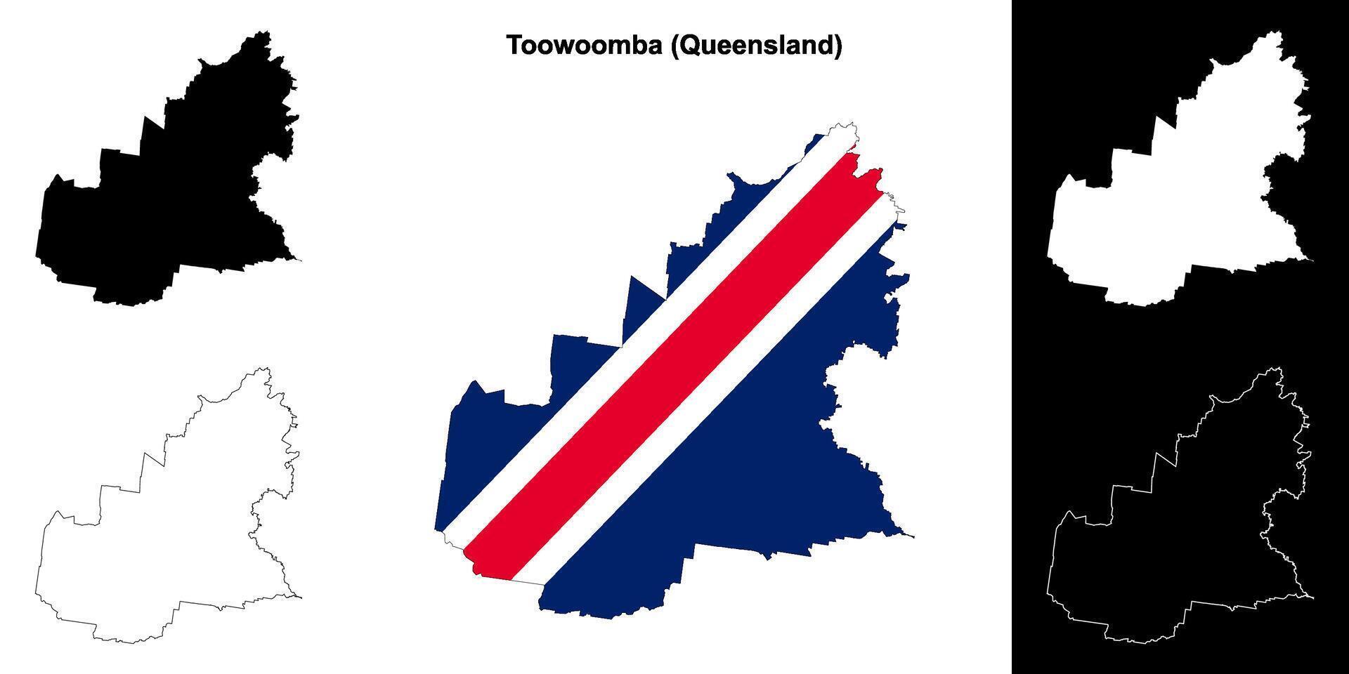 Toowoomba, Queensland outline map set vector