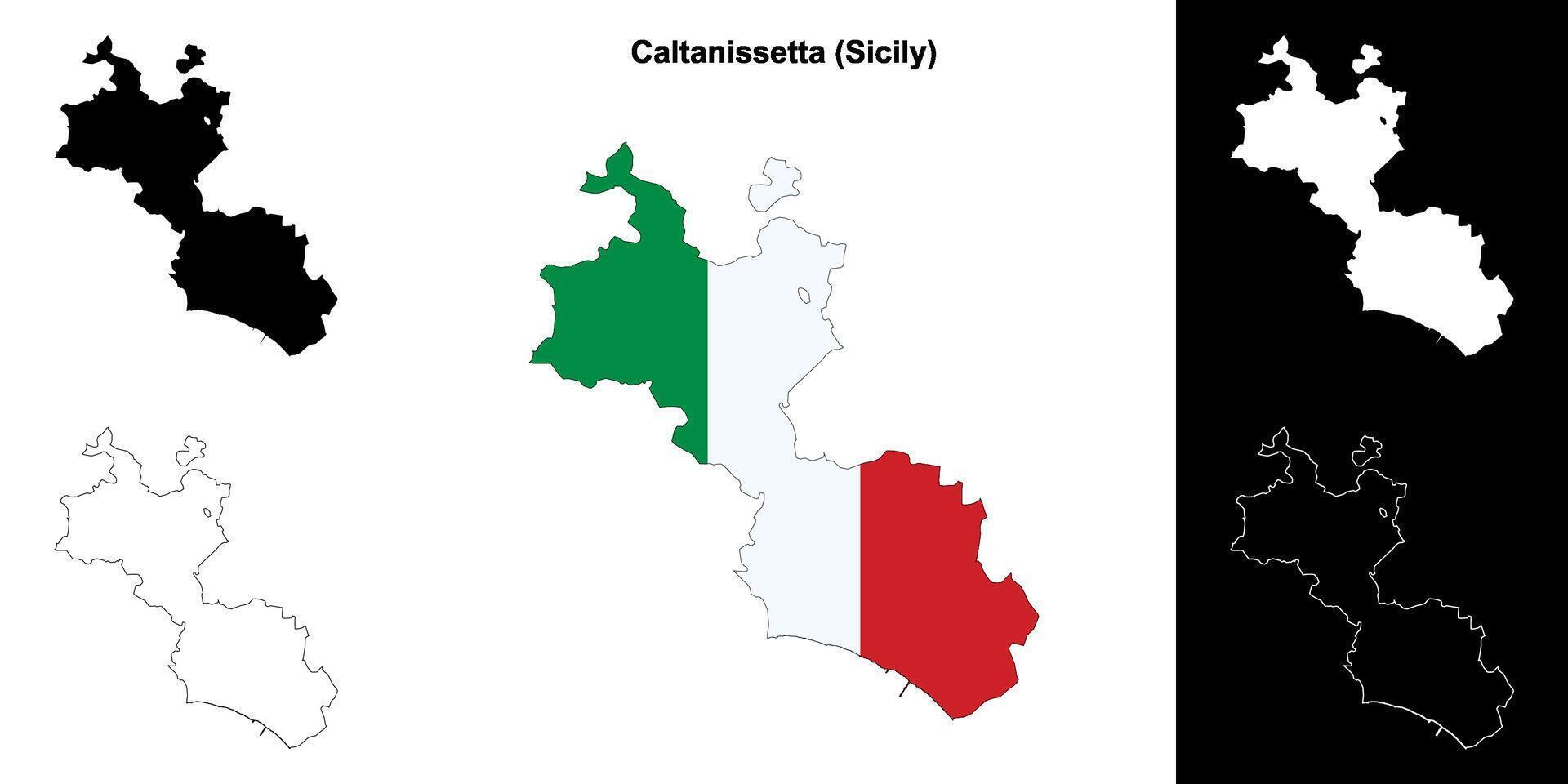 Caltanissetta province outline map set vector