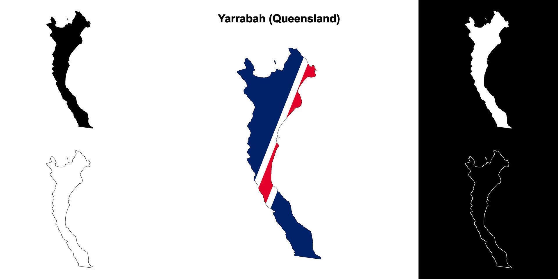 Yarrabah, Queensland outline map set vector
