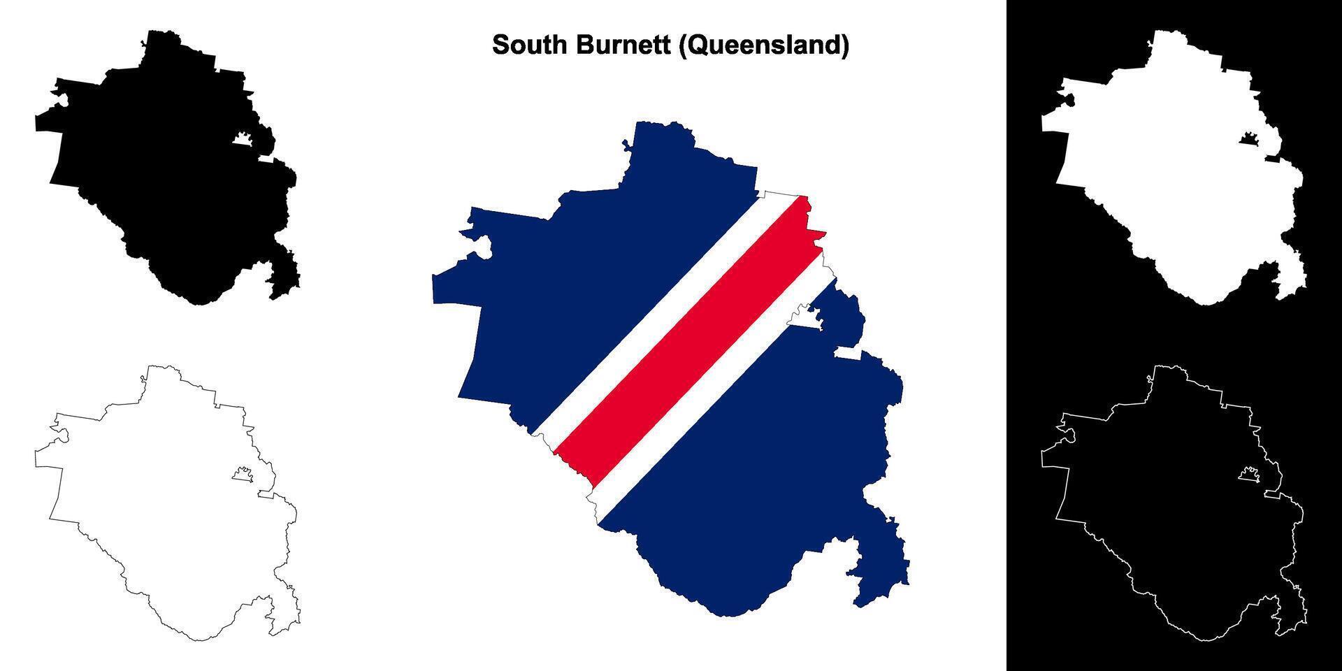 South Burnett, Queensland outline map set vector