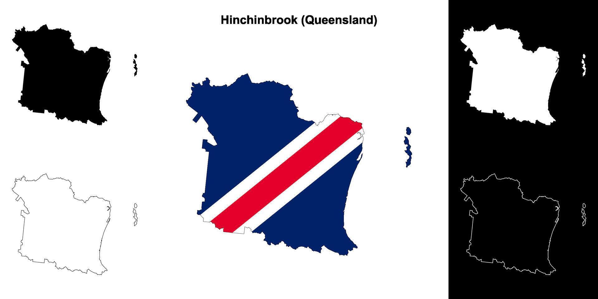 Hinchinbrook, Queensland outline map set vector