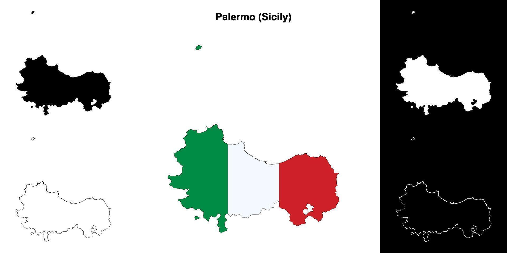 palermo provincia contorno mapa conjunto vector