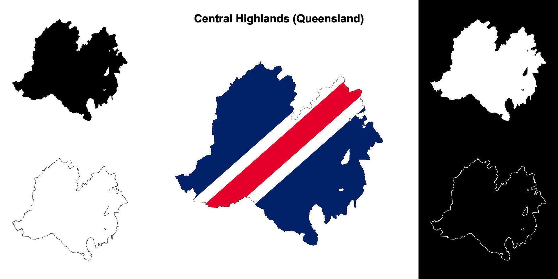 Central Highlands, Queensland outline map set vector
