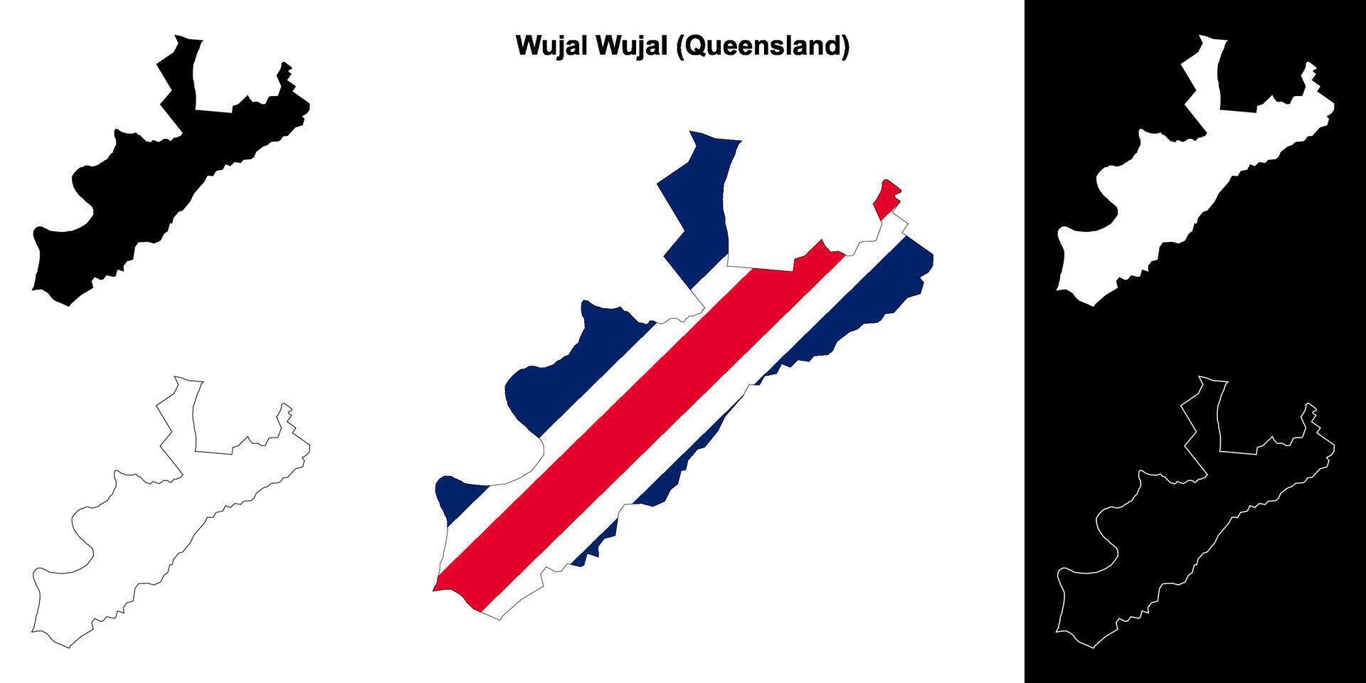 Wujal Wujal, Queensland outline map set vector