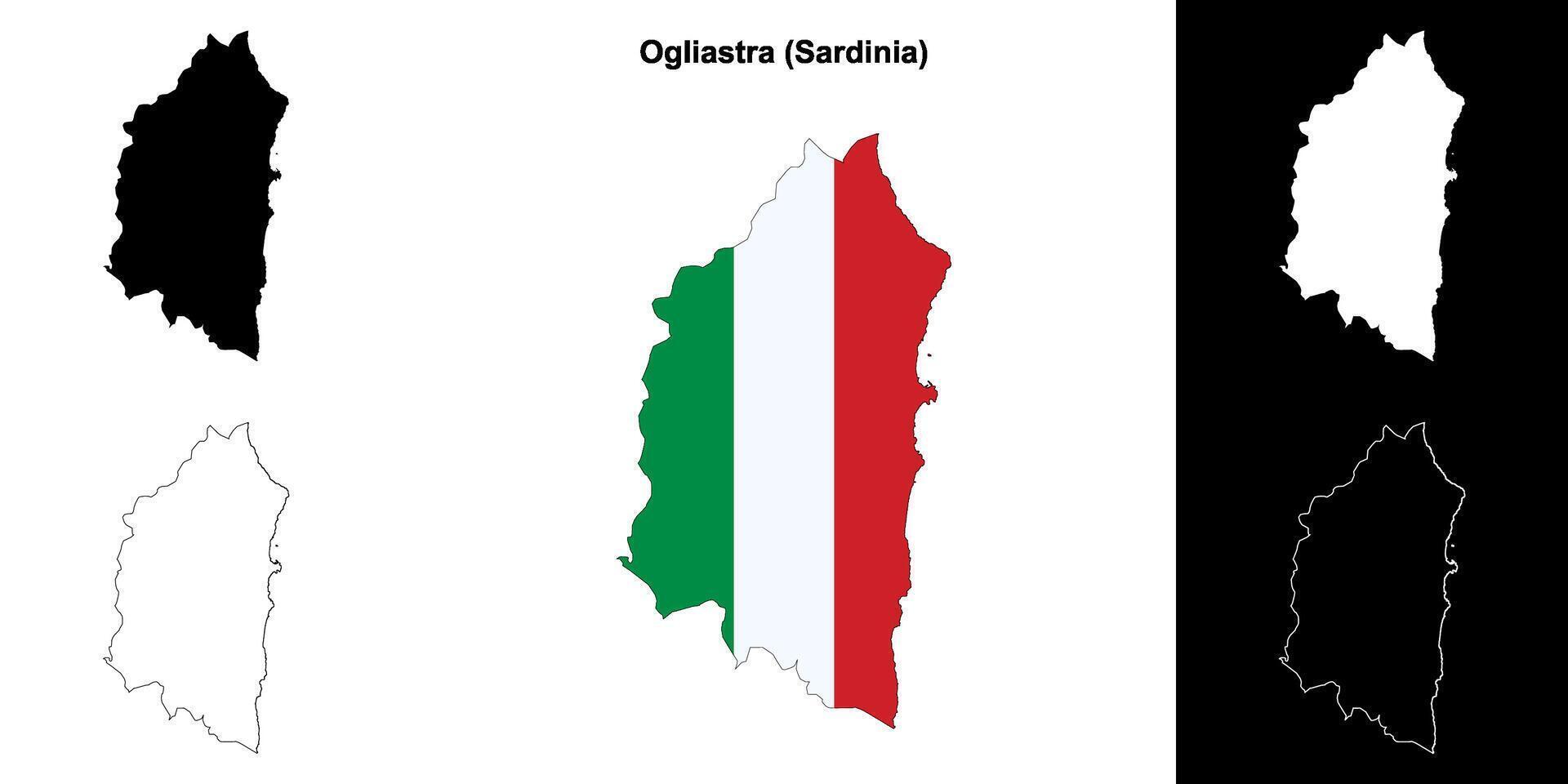 Ogliastra province outline map set vector