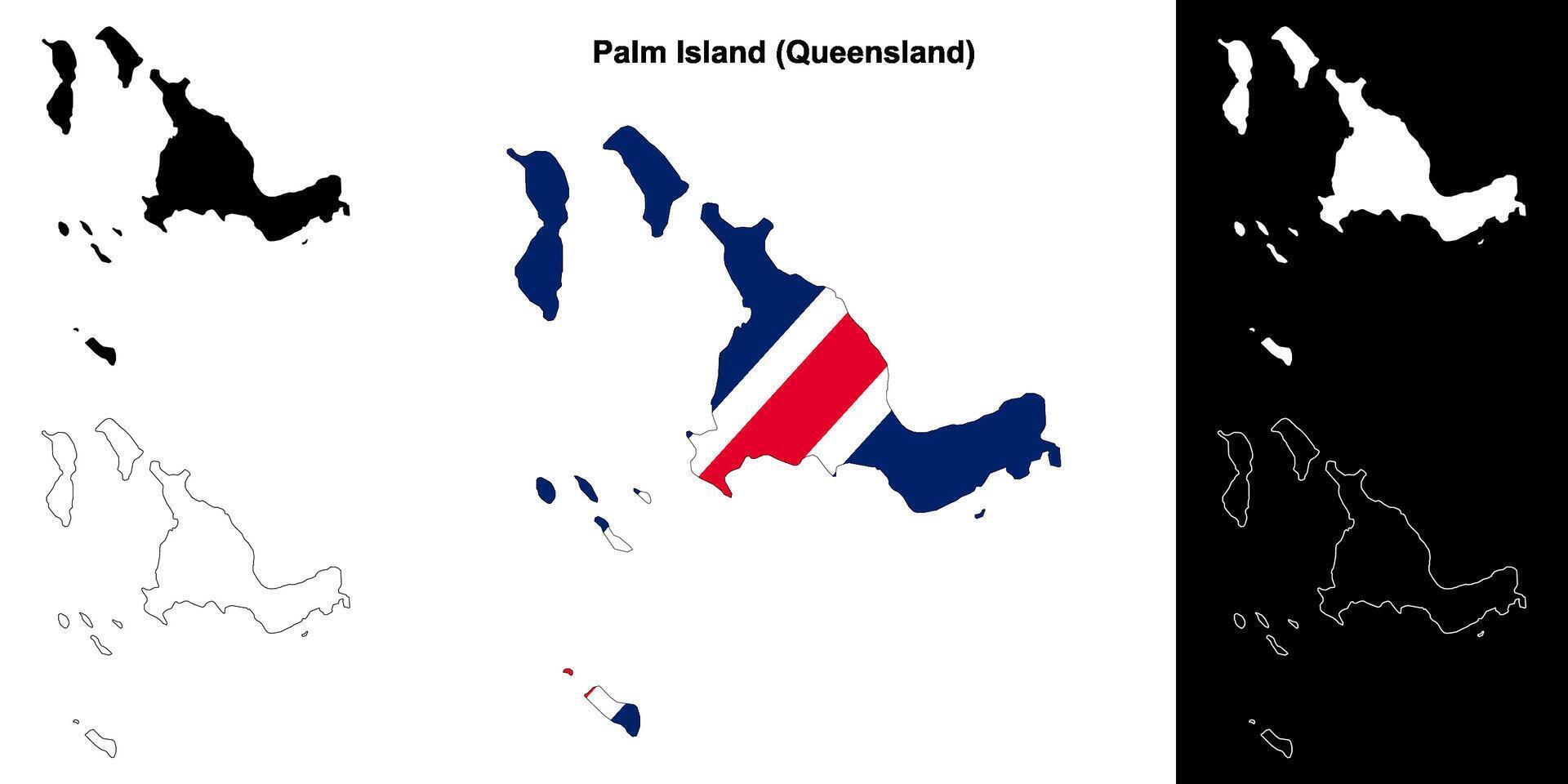 Palm Island, Queensland outline map set vector