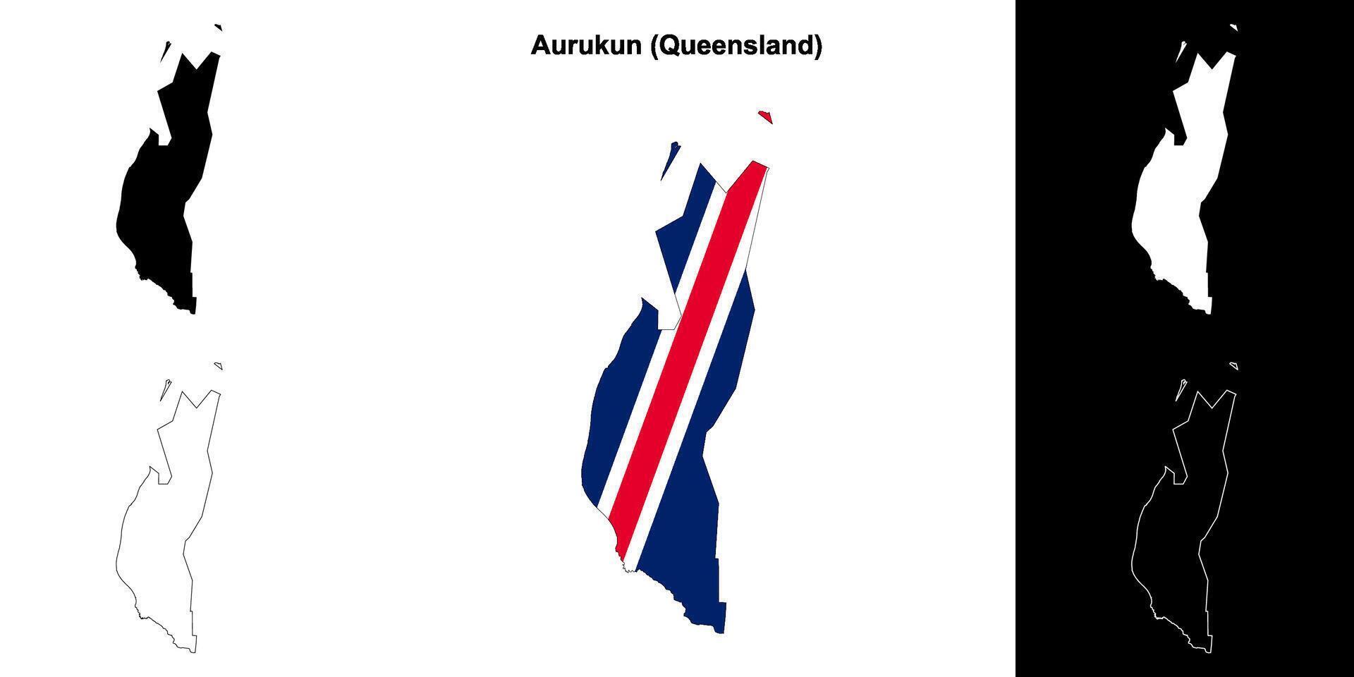 Aurukun, Queensland outline map set vector