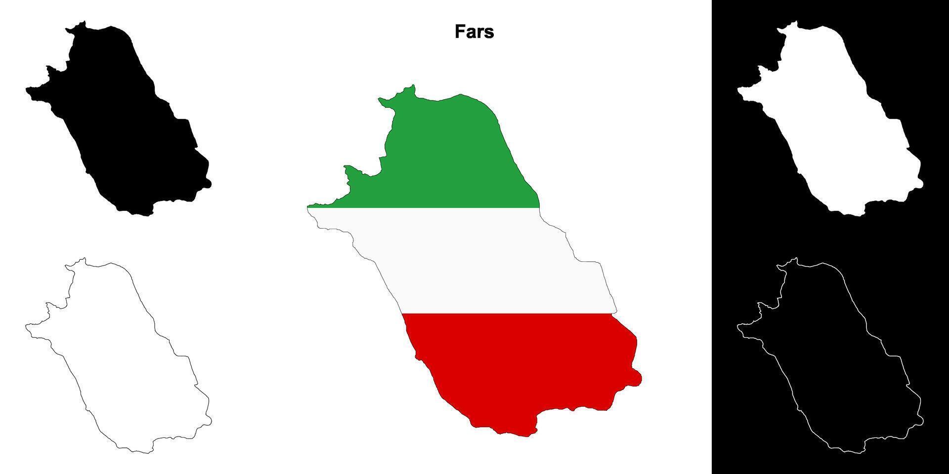 Fars province outline map set vector
