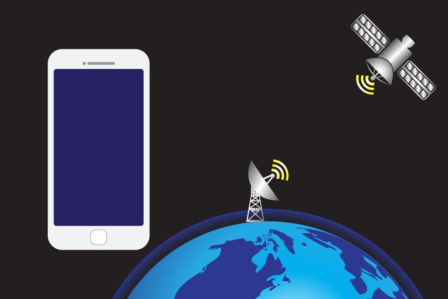 satélites en orbita alrededor tierra. global comunicación conectar concepto. vector