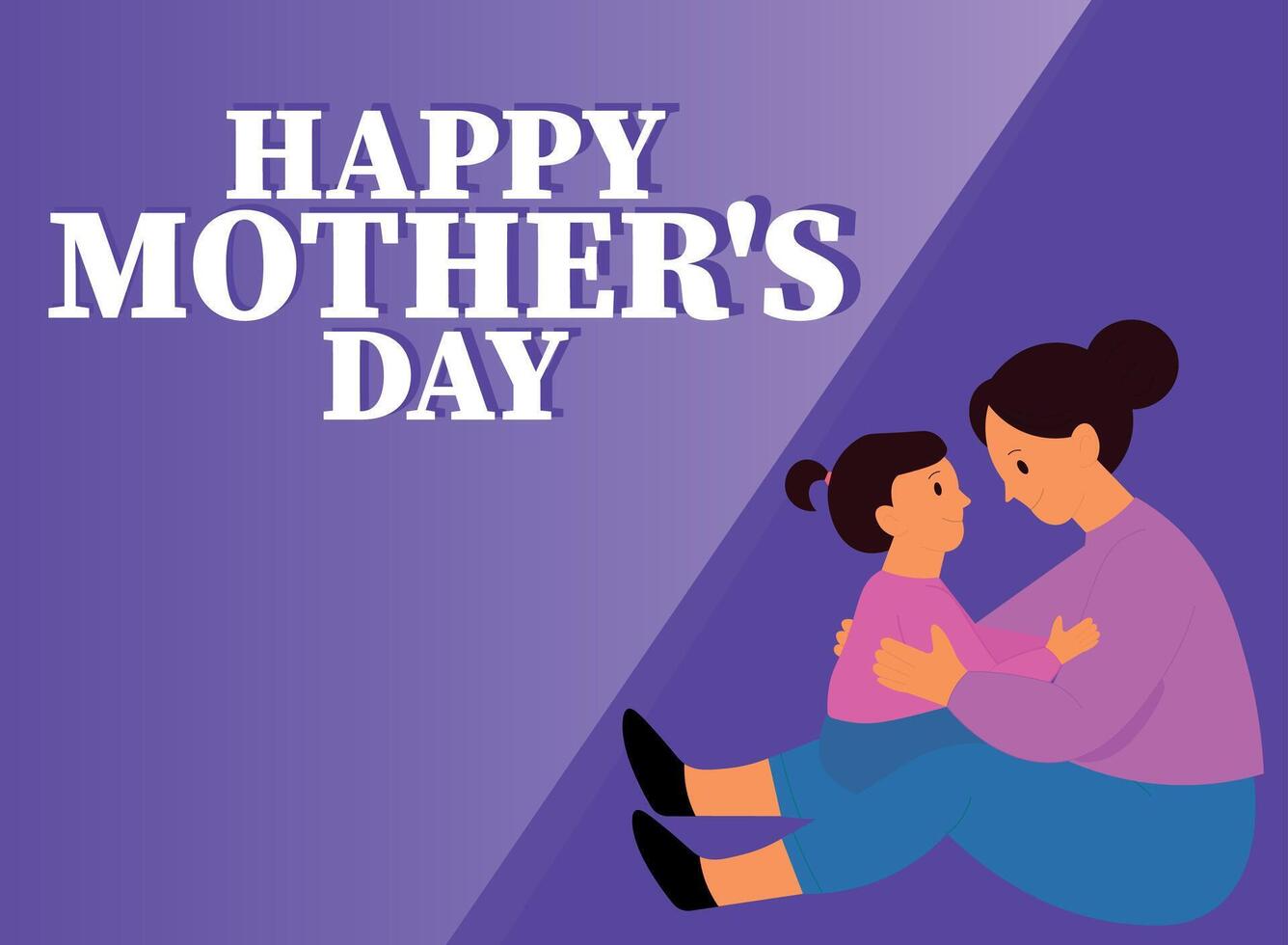 Happy Mother's Day text, with Mother's Day illustration vector