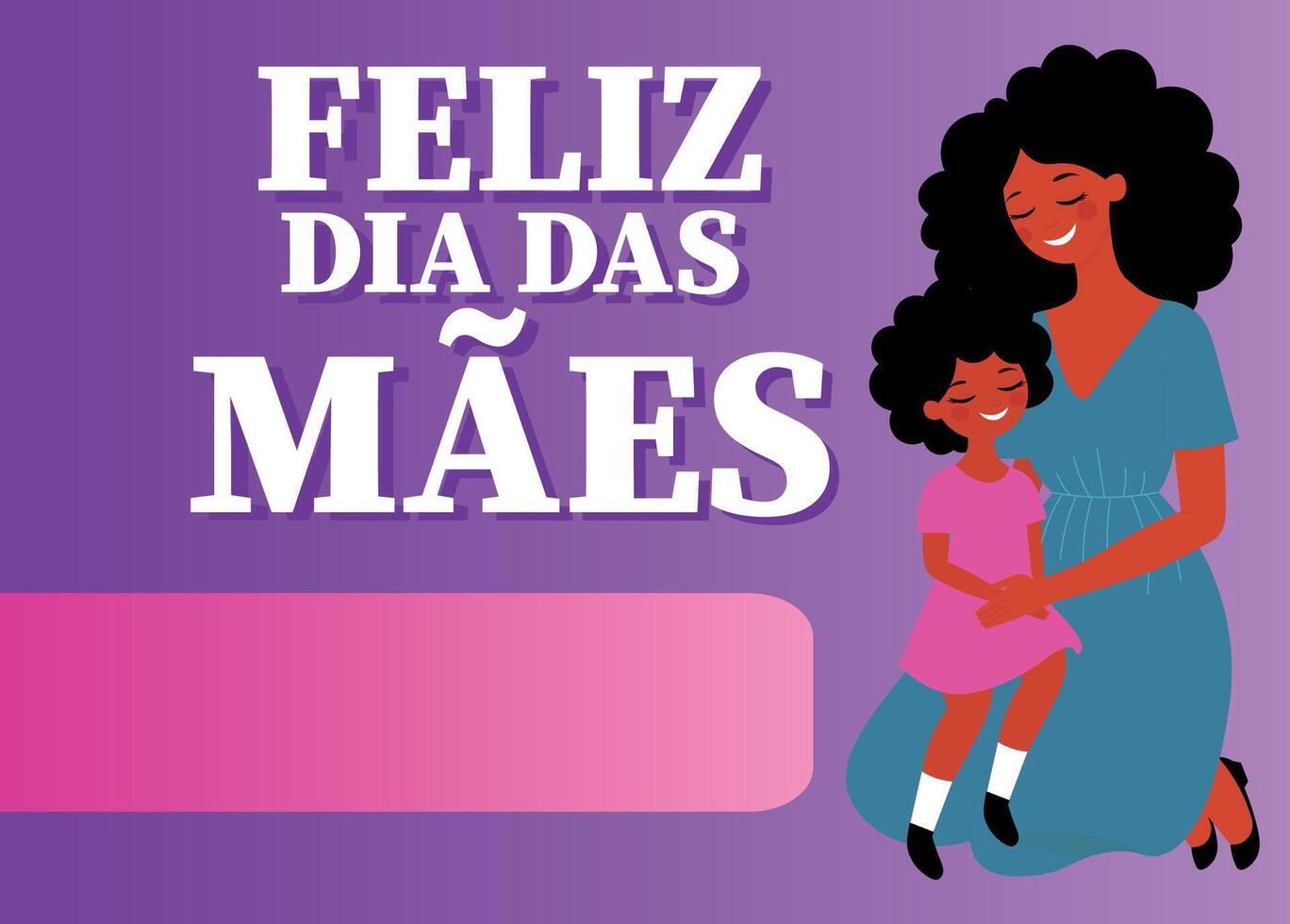 Happy Mother's Day text in portuguese, with Mother's Day illustration vector