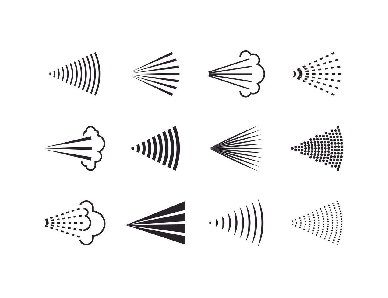 Aerosol, drop, spray icon set. illustration. Flat design. vector