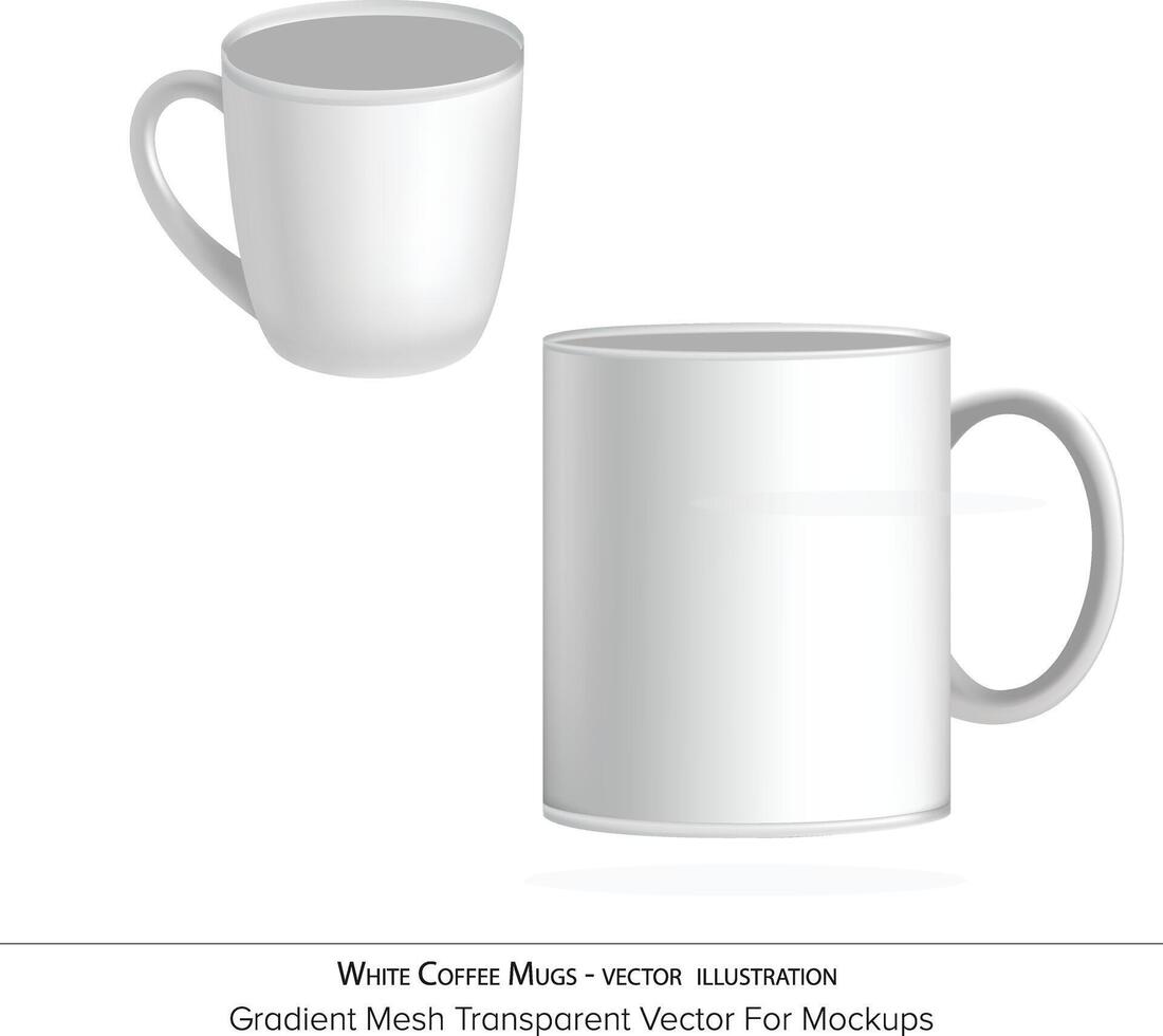 White Coffee Mug - Illustration, mockup presentation, transparent , and white background vector