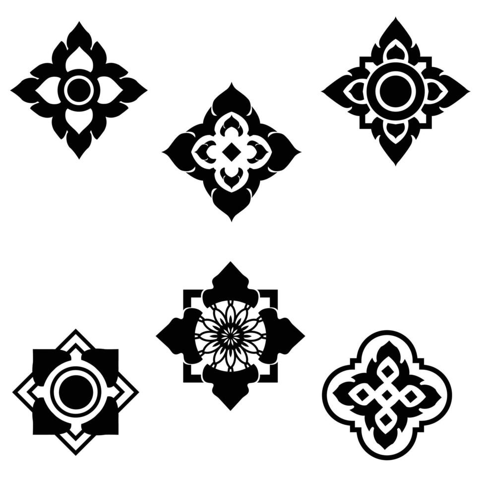 set of thai traditional pattern design vector