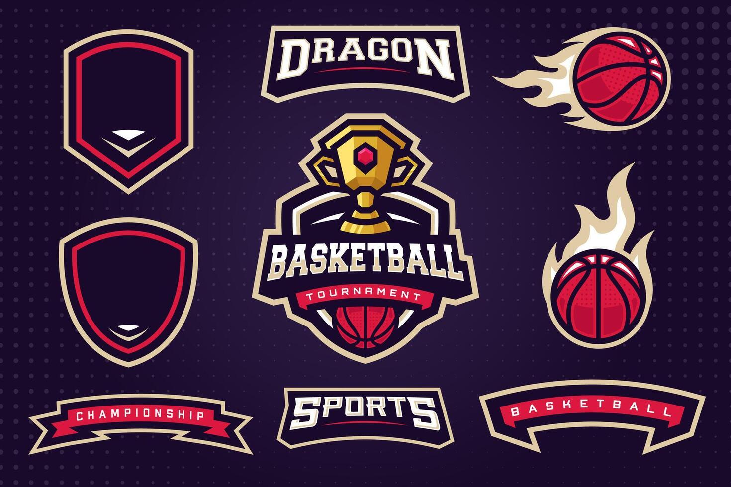 Basketball Sports Club Logo Template Bundle for Tournament or Sports Team vector