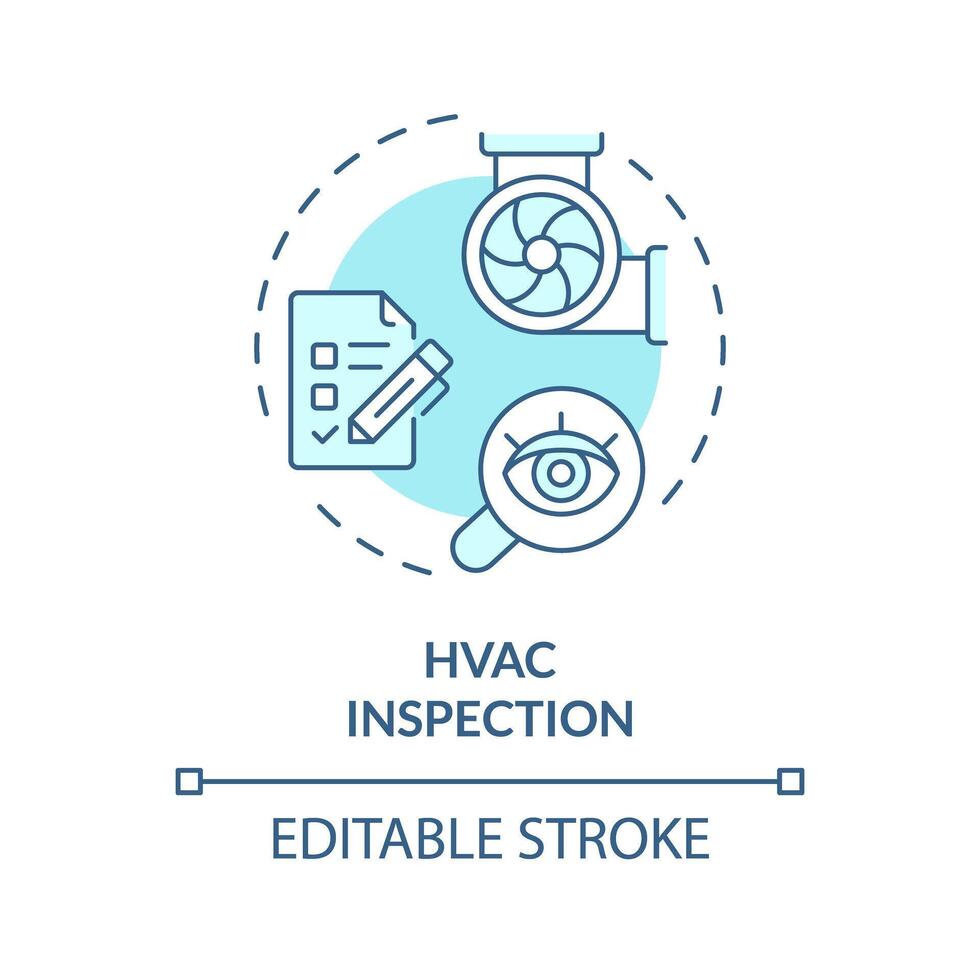 HVAC inspection soft blue concept icon. Regular checkups for ventilation system. Safety standards. Round shape line illustration. Abstract idea. Graphic design. Easy to use in promotional material vector