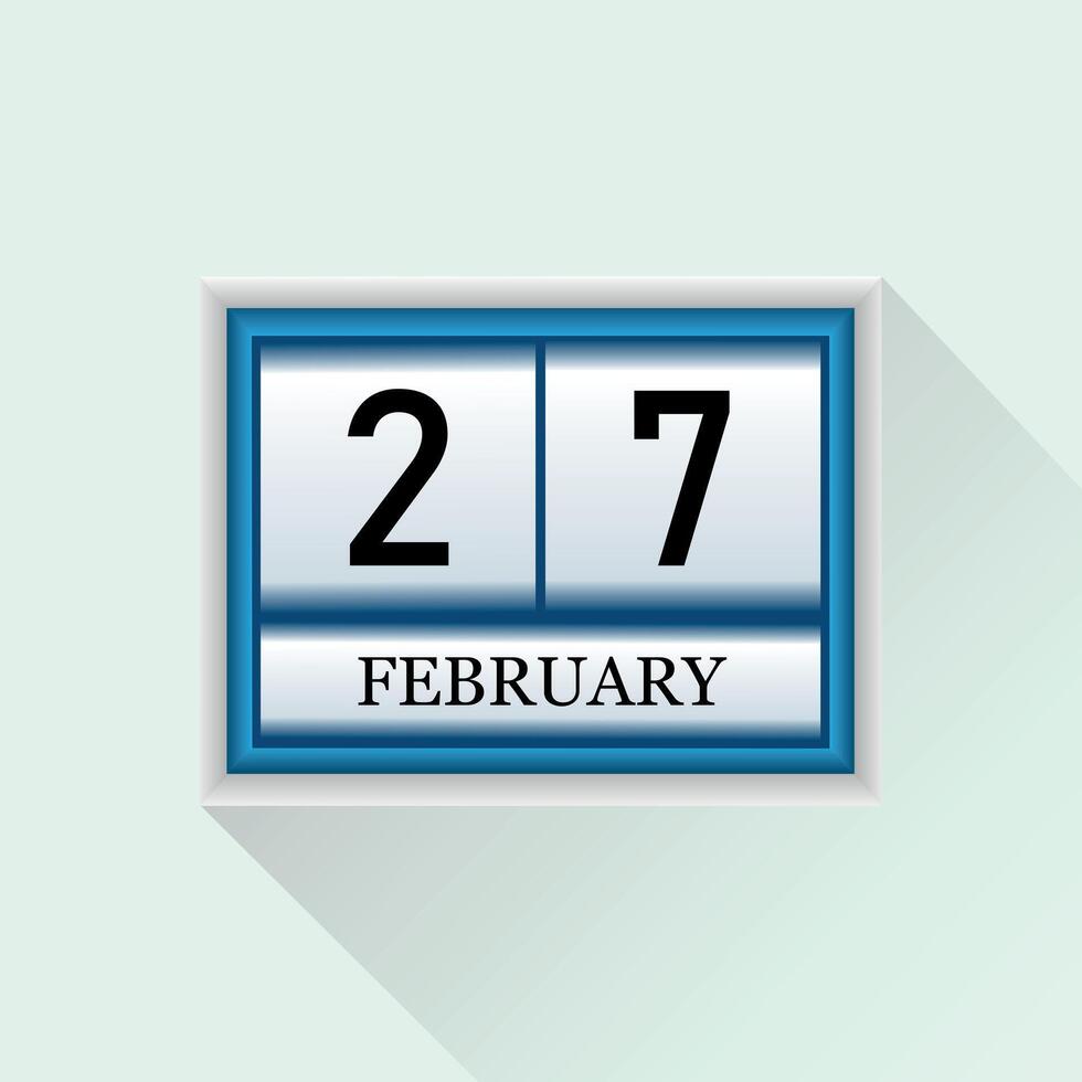 27 February flat daily calendar icon Date and month vector