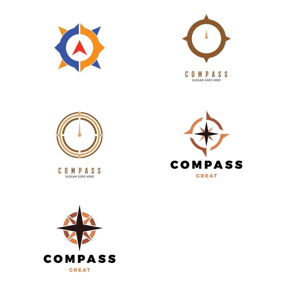 Set of Compass Icon Logo Design Template vector